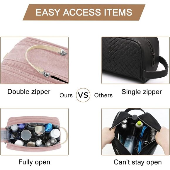 Women Toiletry Bag Water-Resistant Organizer Travel Cosmetic Dopp Kit Pink - Picture 4 of 6